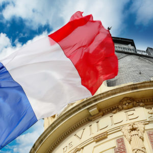 French flag waiving over Hotel de Ville